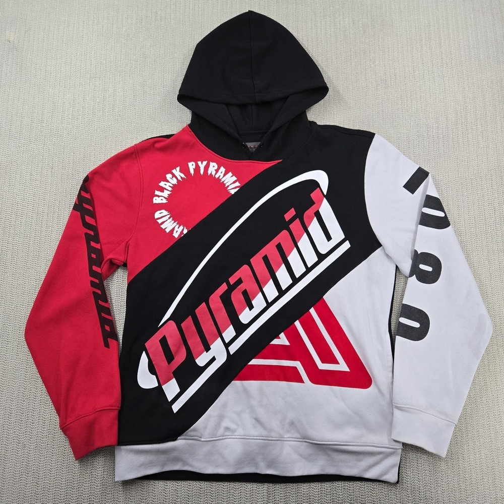 Black Pyramid‎ Hoodie Sweatshirt Mens XL Red Black White Graphic Streetwear